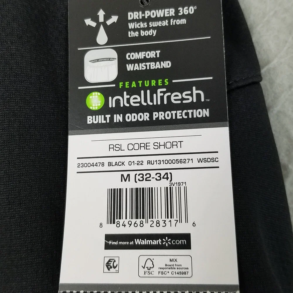 Russell Shorts Mens M Black Core Short Dri-Power 360 Athletic Side Stripe NEW